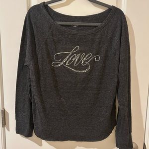 Victoria Secret long sleeved top, 50% polyester, 37% cotton, 13% viscose